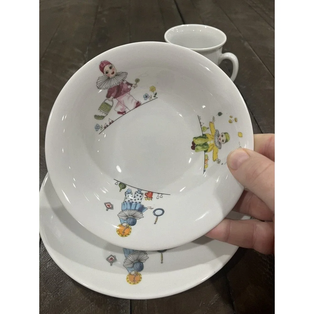 Vintage Bavarian W. German‎ Hummelwerk Porcelain Childs Dinner Set Clowns 1930s
